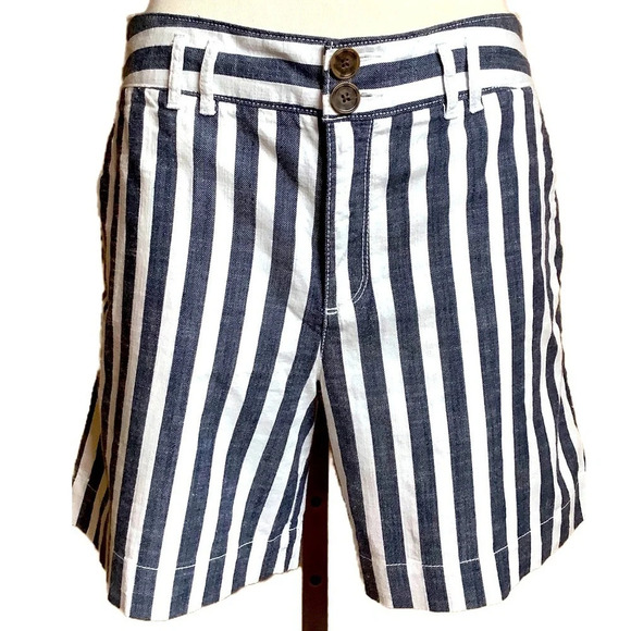SANCTUARY Striped Boxer Cotton Bermuda Shorts - Picture 1 of 13